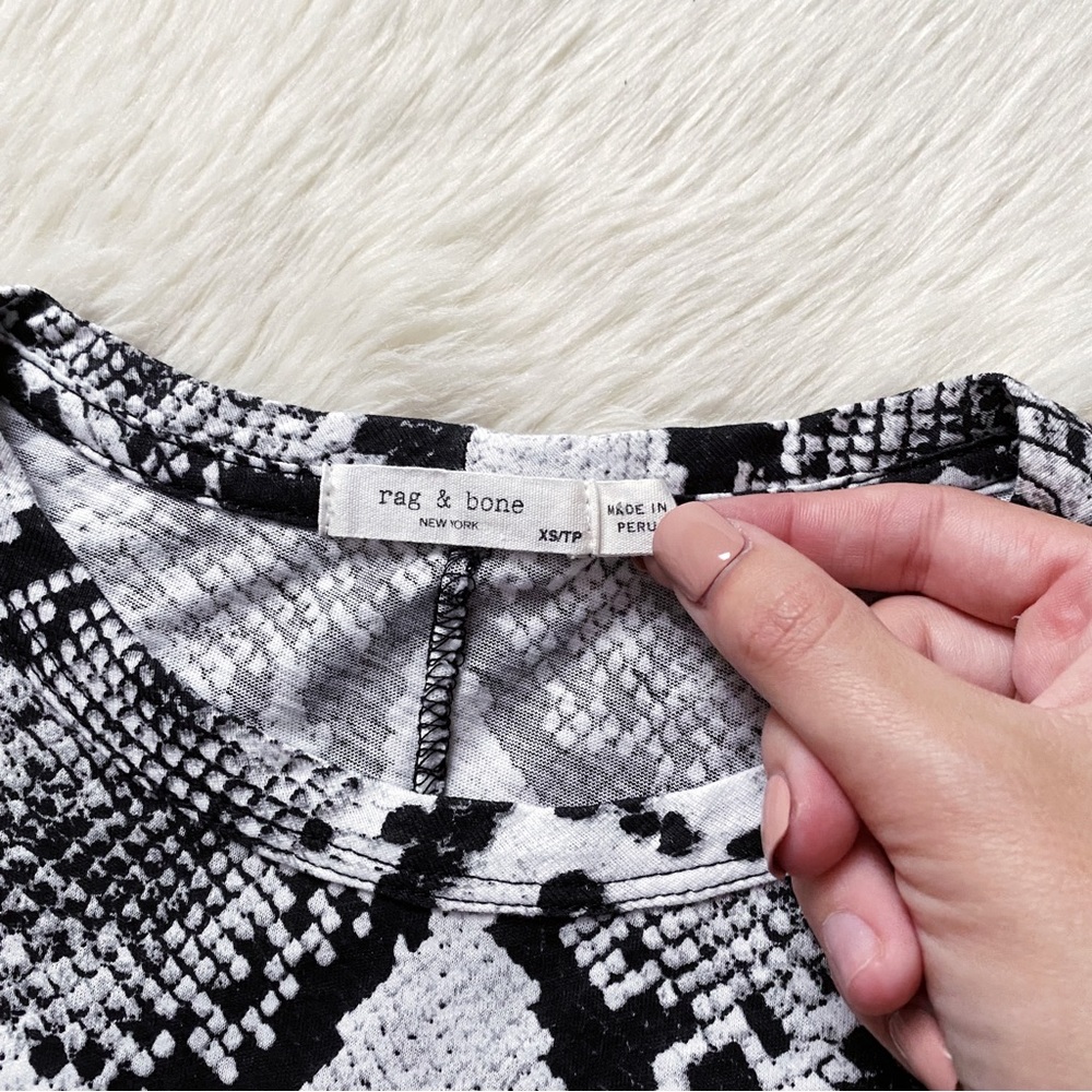 Rag & Bone Snake Print Tee In Black And White - image 5